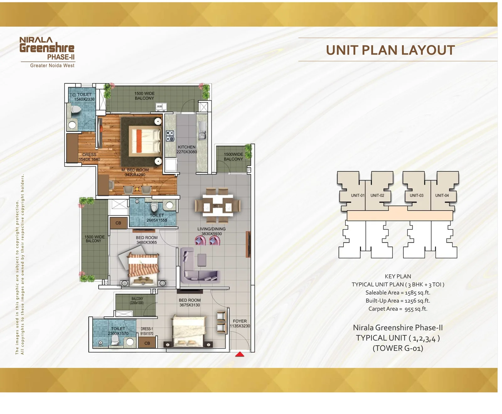 3 BHK + 3T Layout